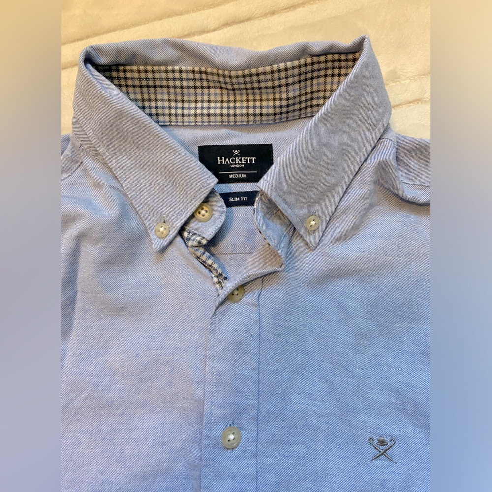 Hackett Slim Fit Flannel in Light Blue - Medium